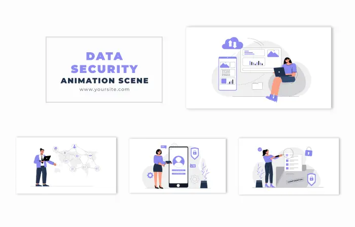 Data Security Concept 2D Vector Animation Scene